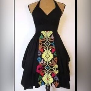 Anthology Floreat Elegant Black Dress with Colorful Embroidery 6